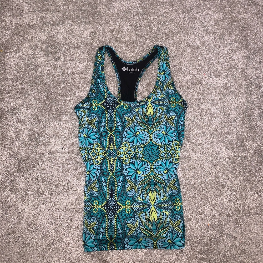Tulah Blue & Yellow Floral tank top size S - Picture 3 of 8